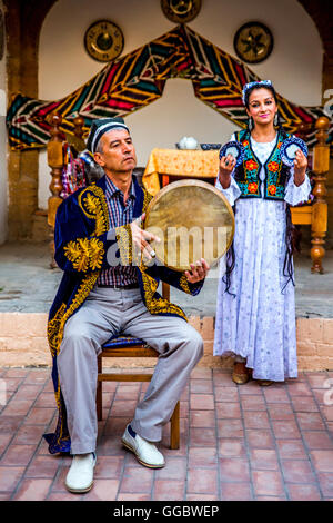 geography / travel, Uzbekistan, tradition / folklore, folklore performance in caravansary, Additional-Rights-Clearance-Info-Not-Available Stock Photo