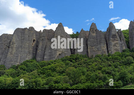 Geological formation known as the Penitents of Mees in the village Les Mees, Alpes De Haute Provence, France Stock Photo