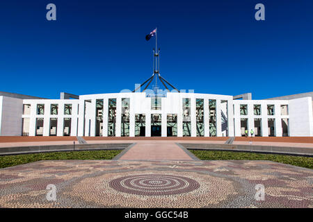 Parliament House in Canberra, Australia's national capital,  with flag flying Stock Photo