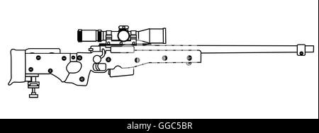 A modern sniper rifle isolated on white. Stock Vector