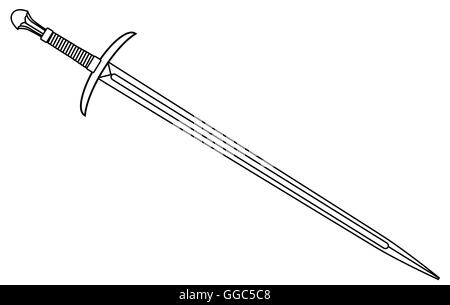 A sword typical of a knight of old isolated on a white background Stock Vector
