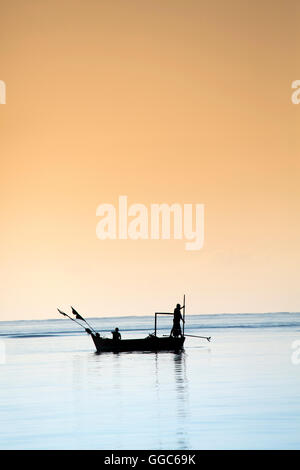 geography / travel, Brazil, Bahia, fishing boat near Porto Seguro, silhouetted against the setting sun, Additional-Rights-Clearance-Info-Not-Available Stock Photo