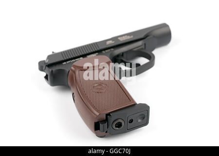 The Makarov pistol or PM is a Russian semi-automatic pistol, it became the Soviet Union's standard military and police side arm Stock Photo