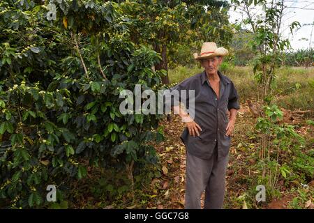 Cuban tobacco farmer looks friendly into the camera Stock Photo