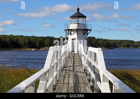 geography / travel, USA, Maine, Arrowsic Island, Bath, Doubling Point Light (1832) on the Kennebec River, Arrowsic Island, Bath, Additional-Rights-Clearance-Info-Not-Available Stock Photo