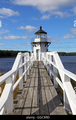 geography / travel, USA, Maine, Arrowsic Island, Bath, Doubling Point Light (1832) on the Kennebec River, Arrowsic Island, Bath, Additional-Rights-Clearance-Info-Not-Available Stock Photo