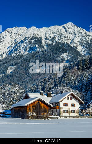 geography / travel, Germany, Bavarian, Stillach Valley near Oberstdorf, former farm, used for holiday flats, exterior view, Additional-Rights-Clearance-Info-Not-Available Stock Photo