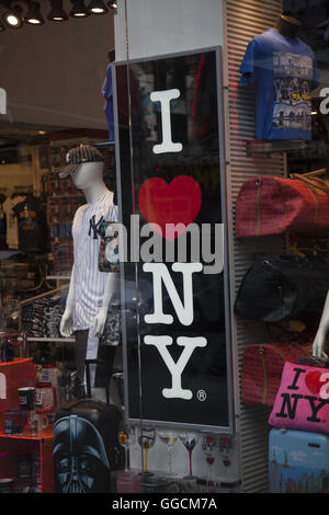 I love New York poster, souvenir shop, TImes Square, New YorkCity. Stock Photo