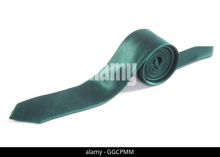 Green narrow ties on an isolated white background Stock Photo