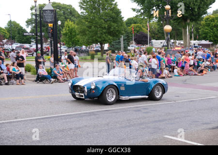 Shelby Cobra participates in the 2016 Annual Cruz In parade in downtown Montague, Michigan. Stock Photo