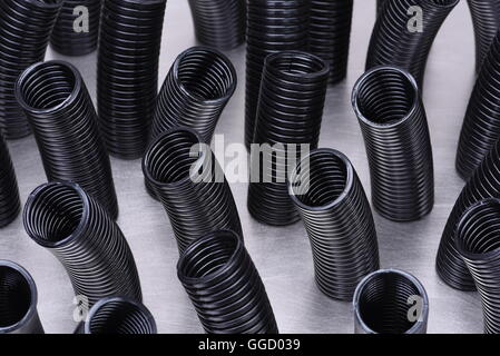 Corrugated plastic pipes Stock Photo