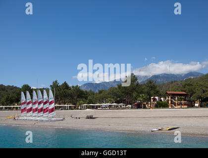 Catamarans on beach at Camyuva,Kemer,Antalya,Turkey Stock Photo
