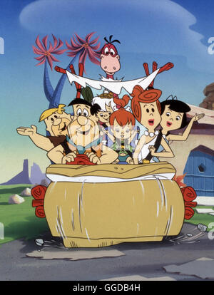 FAMILIE FEUERSTEIN / The Flintstones / The Flintstones: Barney Rubble, Fred Flintstone, Bam Bam Rubble, Dinosaurier Dino, Pebbles Flintstone, Wilma Flintstone, Betty Rubble aka. The Flintstones Stock Photo