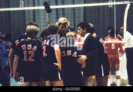 USA men's 1984 Olympic volleyball team, Long Beach Arena, Long Beach, CA Stock Photo