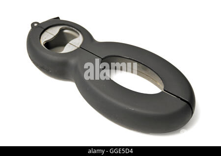 A black and metal kitchen multi tool on a white background. Stock Photo