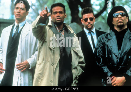 NEW JACK CITY / New Jack City USA 1990 / Mario Van Peebles Frank Needles (ANTHONY SANDO), Stone (MARIO VAN PEEBLES), Nick Peretti (JUDD NELSON), Scotty Appleton (ICE-T) Regie: Mario Van Peebles aka. New Jack City Stock Photo