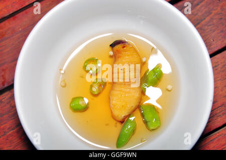 Red Palm Weevil Larva or Coconut worm or Duong dua or sago worm (Rhynchophorus ferrugineus) from Vietnam Stock Photo