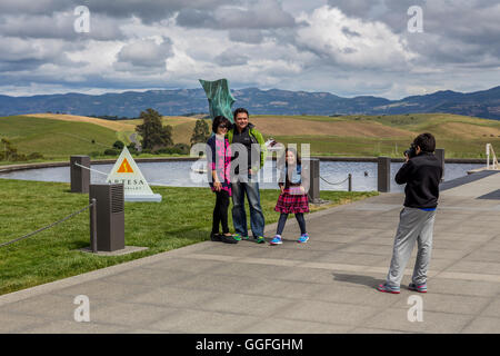 family, mother, father, boy, girl, parents, children, tourists, Artesa Vineyards and Winery, Carneros region, Napa Valley, California Stock Photo