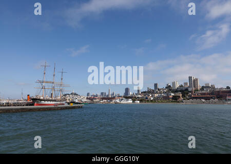 San Francisco, California: Full-rigged ship Balclutha moored at San Francisco Maritime National Historical Park. Stock Photo