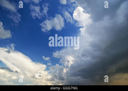 Deep blue sky at sunny day. Stock Photo