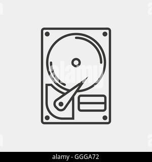hard drive disk hdd icon in brown outline Stock Vector