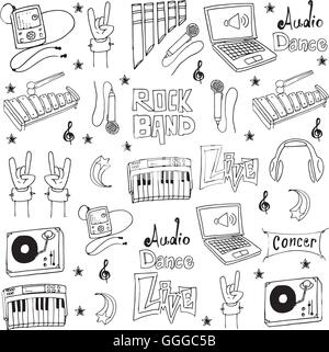 Collection stock music object doodles Stock Vector