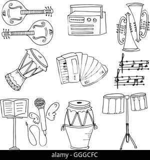 Stock music set doodles Stock Vector