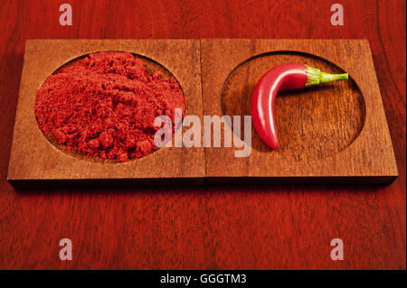 red chili pepper whole and grinded Stock Photo