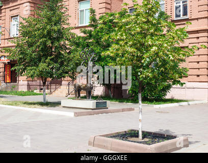 Orenburg, Russia - June 23, 2016. Sculpture 'Sarmatian deer' or 'Sarmatian Olen' - Stock Photo