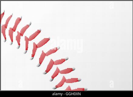 Baseball red stitching on a faded white background. Stock Vector