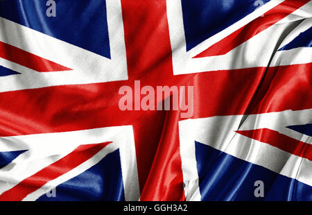 Closeup of ruffled British flag Stock Photo
