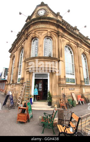 Exterior of Heeley Bank Antiques Centre; a Victorian bank turned vintage retail destination in Sheffield Antiques Quarter, UK Stock Photo