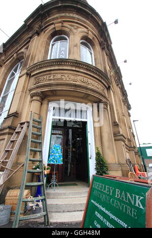 Exterior of Heeley Bank Antiques Centre; a Victorian bank turned vintage retail destination in Sheffield Antiques Quarter, UK Stock Photo