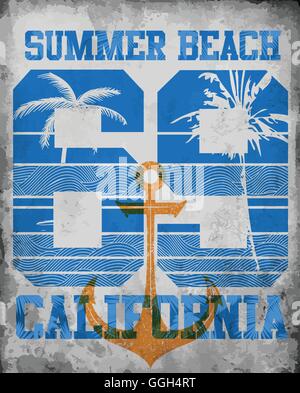 Vector illustration on the theme of California. Typography, t-shirt graphics, poster, banner, flyer, postcard Stock Vector