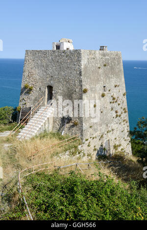 Old watchtower near Peschici on Puglia, Italy Stock Photo