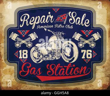 Vintage gasoline retro signs and labels. Gas station. Stock Vector