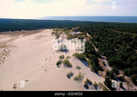 View of the granite sundial built on top of Parnidis dune accurately showing the time in the administrative centre of Neringa municipality located on the Curonian Spit a 98 km long, thin, curved sand-dune spit that separates the Curonian Lagoon from the Baltic Sea coast in Lithuania