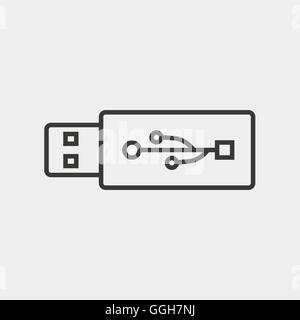 usb or flash drive icon in brown outline Stock Vector