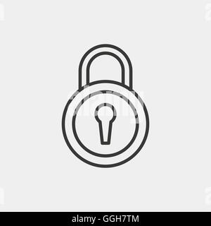 lock icon of brown and thin outline Stock Vector