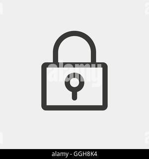 lock icon of brown and thin outline Stock Vector