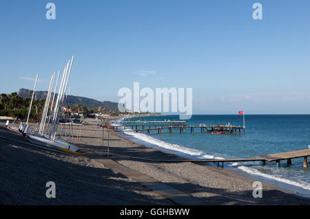 Catamarans on beach at Camyuva,Kemer,Turkey Stock Photo