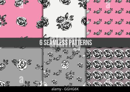 Vintage black and white rose patterns Stock Vector