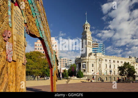 Aotea Square with Town hall, Auckland, North Island, New Zealand Stock Photo