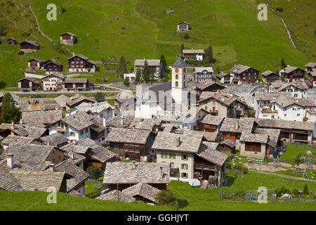 View of the village of Vals, Spa, Valserrhein, Rhine, Canton of Grisons, Switzerland, Europe