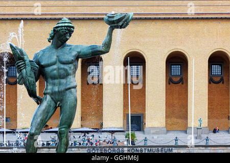 Poseidon statue from Carl Milles infront of the Museum of Art, Gothenburg, Sweden Stock Photo