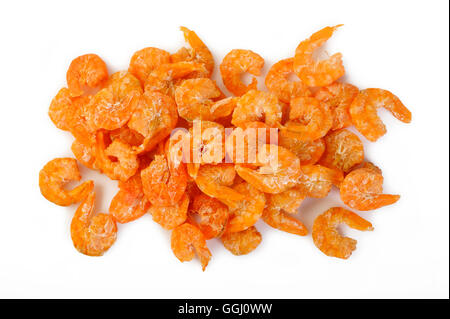 dried shrimp on white background Stock Photo