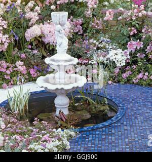 Fountain/Water Features - (Please Credit: Photos Hort/Monk Sherborne Hort Soc at Chelsea 88)   FOU007981  Compulsory C Stock Photo