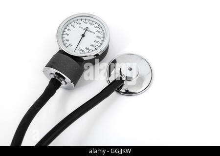 analog sphygmomanometer with white background Stock Photo