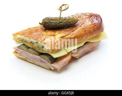 cuban sandwich, cuban mix, ham and cheese pressed sandwich isolated on white background Stock Photo