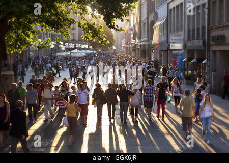 Shopping crowds on Kaufingerstrasse, Munich, Bavaria, Germany, Europe Stock Photo